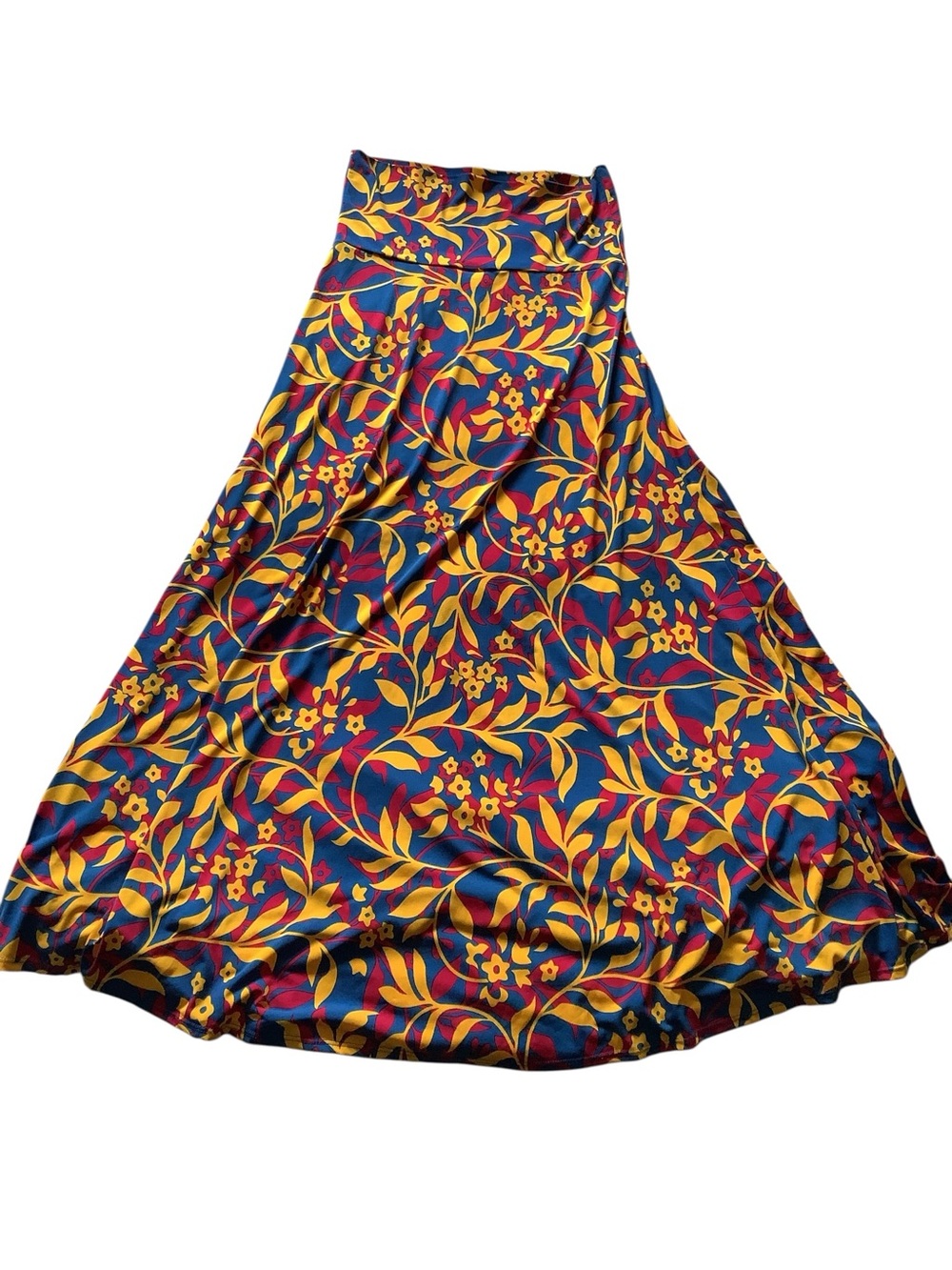 Small Lularoe NWT Floral Botanical Maxi Skirt Blue Yellow Red